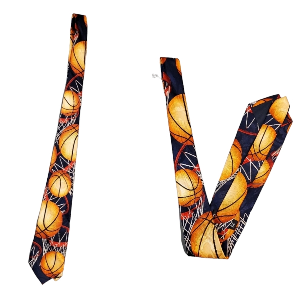 Steven Harris Balls Basketball Zone Mens 58" Black Polyester Necktie